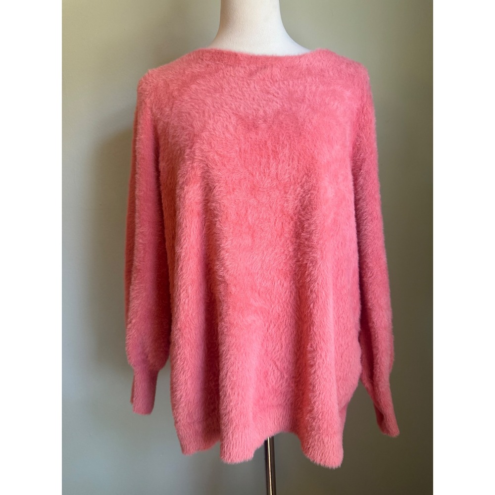 Chico's Pink Fuzzy Pullover Sweater Large boho cottage whimsi dainty cozy fairy